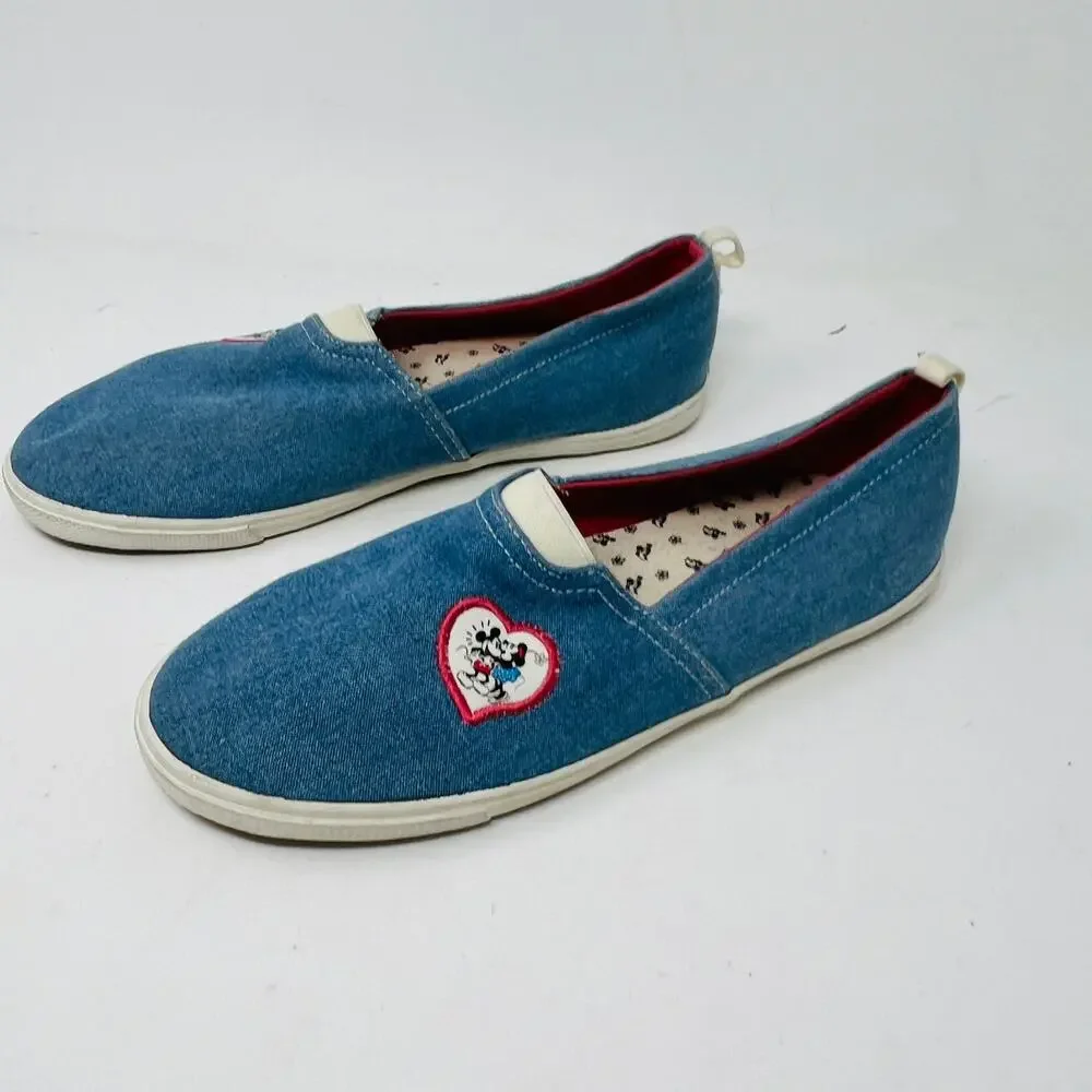 Disney Slip On Shoe Mickey Minnie Junk Food Ked Style Blue White - 6